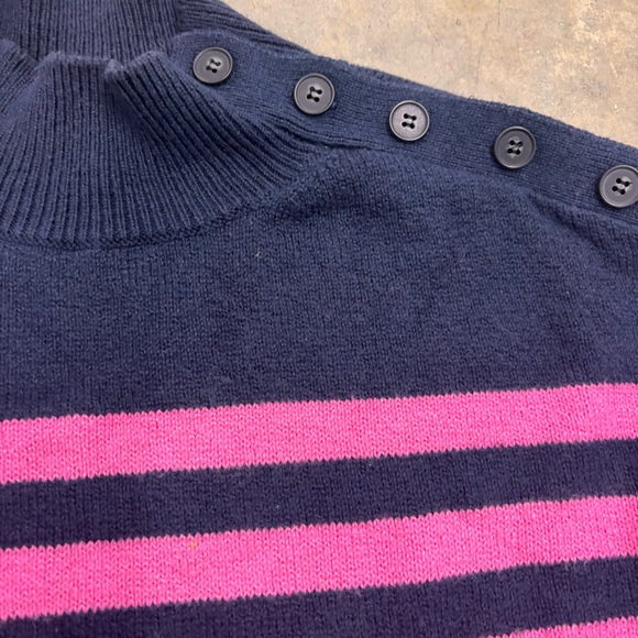 Loft Mock Neck Sweater Stripe blue and pink Womens Size Medium - Picture 2 of 7